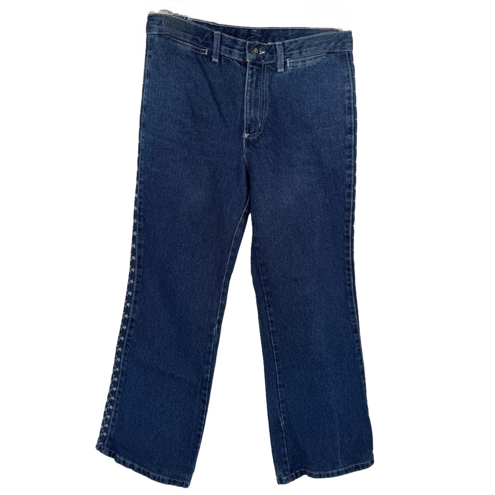Second Generation 222 Bootcut Jeans Women 7/28 Blue Denim Floral Embroidered USA